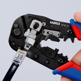 Knipex 97 51 13 Herramienta para prensar RJ-45 Crimpzange para Westernstecker, Negro/Azul/Rojo, 191mm