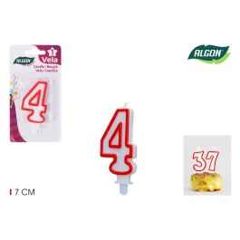 Vela Blanca con Borde Rojo 7 cm N.4 Algon (36 Unidades) Precio: 7.79000057. SKU: B1JZQPC4K3