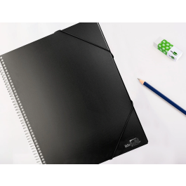 Liderpapel Carpeta Escaparate con Espiral 20 Fundas Polipropileno DIN A5 Negro Opaco