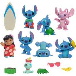 Stitch Caja de Lujo con 13 Figuras y Accesorios, Stitch en 5 Poses y Tabla de Surf