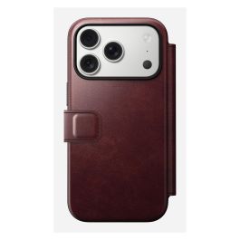 Nomad Modern Leather Folio para iPhone 17 Pro - Funda de Cuero Horween Borgoña con MagSafe y Bolsillo para 3 Tarjetas