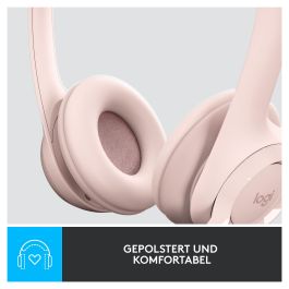 Logitech H390 Auriculares con Micrófono con Cancelación de Ruido, USB-A, Supraaurales, Diadema, Color Rosa