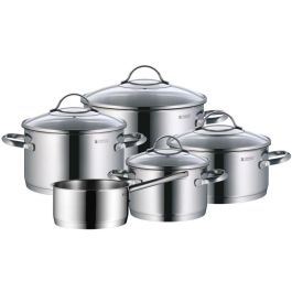 WMF Provence Plus - Set de Ollas y Cacerolas: Olla Baja 2.5L, Ollas Altas 1.9L, 3.3L, 5.7L y Cazo 1.7L, Plata