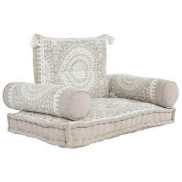 DKD Home Decor Sillon Rajna de Algodón Beige Blanco - Set de 4 - Ancho 90cm x Fondo 56cm x Alto 55cm - Asiento 16 cm