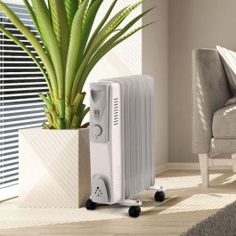 Warm Tech WAR5411074178048 Radiador Eléctrico de Aceite 1500W, 240V, para Hasta 25m³, Gris