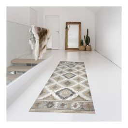 Croma Collection Alfombra vinílica estampada kilim grises 60 x 200 cm
