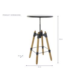 DKD Home Decor Mesita Auxiliar Vintage Natural Negro Metal Madera 60 x 105 x 60 cm