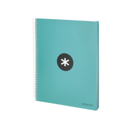 Antartik Cuaderno espiral A4, 120 hojas, 90 gr, liso, 5 bandas, 4 taladros, color menta