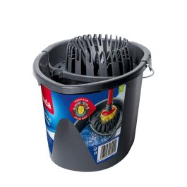 Vileda Cubo de Fregar Wring & Go con Escurridor de Compresión para Suelos 7L Gris de Polipropileno Doble Capa y Alta Resistencia