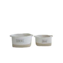 Cesta DKD Home Decor Blanco Crema 30 x 23 x 43 cm Set de 2