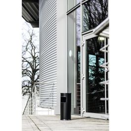 Durable 333023 Papelera de Metal Redonda con Cenicero Integrado, Plata, 17 L, 26 cm Diámetro, 620 mm Altura