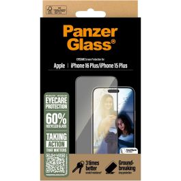 PanzerGlass Protector Pantalla iPhone 16 Plus | 15 Plus EyeCare UWF Vidrio Templado Antigolpes Antiarañazos Transparente