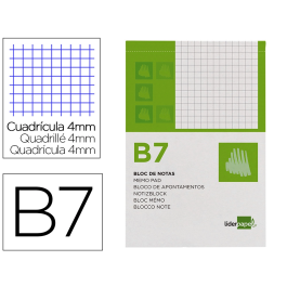 Liderpapel Bloc de Notas Cuadriculado 4mm B7 80 Hojas 60 g/m2 Perforado 70x125x90 mm Precio: 7.58999967. SKU: B174BJS4Y9