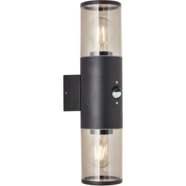 Brilliant Outdoor Applique 2L con detector, Depoli Black, 2x27W, Bombilla no incluida