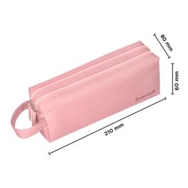 Estuche Portatodo Liderpapel Classic Rectangular Con Asa 2 Cremalleras 210 X80 mm Rosa