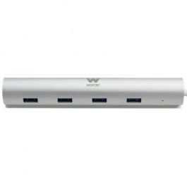 Hub USB Woxter PE26-142 Blanco Plateado Aluminio (1 unidad)