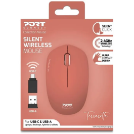 Port Designs Ratón Inalámbrico Colección II 900542 - 2.4 GHz, Terracota, Receptor USB