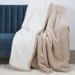 Home Deco Factory Manta XXL 180x220 cm Beige Borreguito Caliente 100% Poliester