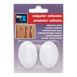Inofix Colgador adhesivo redondo blanco 2063-3-000 (blister 2 unid.) - PVC para cocinas o armarios