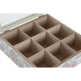 DKD Home Decor Ivy&daisy 2022 Caja de Infusiones Tradicional Verde Beige 24 x 6.5 x 24 cm (4 Unidades)