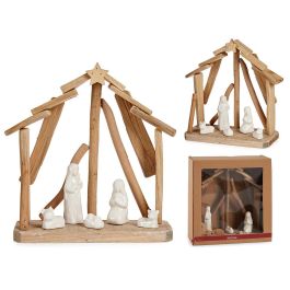 Nacimiento de Madera con 5 Figuras y Tejado Estrella, 25x28x10 cm - Krist+ (12 Unidades) Precio: 165.5000006. SKU: S3612422