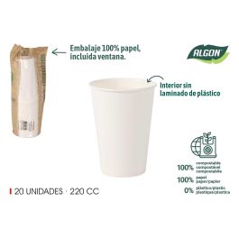 Algon Set 20 Vasos Blancos de Cartón 220cc (20 Unidades) Precio: 8.59000054. SKU: B156S5Z8L9