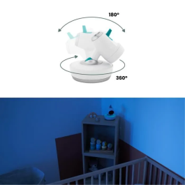 Babymoov Yoo Moov Cámara Adicional Motorizada Ajustable 360°, Vigilabebés con Zoom x2, Luz Nocturna y Sensor de Temperatura