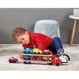 Ecoiffier 3289 Camión portacoches Abrick con 6 vehículos de juguete, doble piso y rampa articulada para carga/descarga, ideal para niños a partir de 18 meses