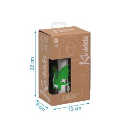 KioKids Botella Termo Infantil +6 meses Acero Inoxidable Antiderrame con Asas y Pajita Sin BPA Dragón Verde 280 ml