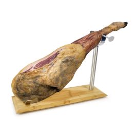 Quttin Jamonero de Bambú y Metal - 16,5 cm Ancho x 49 cm Largo x 2,3 cm Alto (4 Unidades)