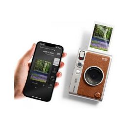 FUJIFILM Instax Mini Evo Cámara Híbrida de Fotografía Instantánea con Impresora Integrada y Conectividad Bluetooth, Sensor CMOS 1/5", Pantalla TFT 3", Color Marrón
