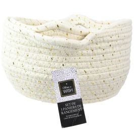 Totally Addict Juego de 3 Cestas Blancas Algodón y Fibra Dorada Colección Make A Wish