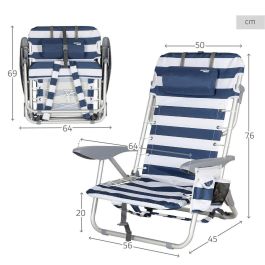 Silla de Playa Aktive Azul Blanco 50 x 76 x 45 cm (2 Unidades)