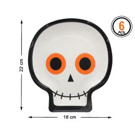 Pack 6 Platos Halloween Calavera Blanca 27x24 cm Precio: 1.79000019. SKU: S1131813