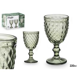 VIVALTO Copa Diamante Verde 220 ml Vidrio 8x15x8cm (Set de 24)