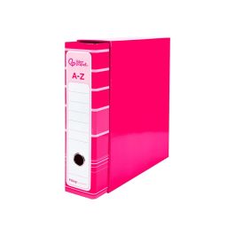 Archivador De Palanca Liderpap El A4 Filing System Forrado Sin Rado Lomo 80 mm Rosa Con Caja Y Compresor Metalico