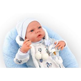 Reborn pijama blanco gorro azul mecanismo pulsador lloro ref: 18400-24 50 cm Reborn pijama blanco gorro azul mecanismo pulsador lloro ref: 18400-24 50 cm