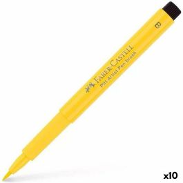 Faber Castell Rotulador Pitt Artist Pen Brush, Punta Pincel, Amarillo Cadmio Oscuro (Set de 10 Unidades), Tinta Pigmentada (Set de 10)