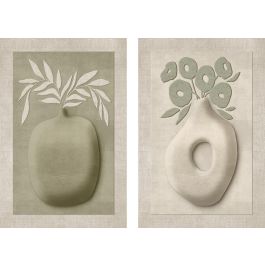 DKD Home Decor Cuadro Scandi Beige y Verde Menta, Jarrón, Lienzo y MDF, 80x10x120 cm (Set de 2) Precio: 162.50000041. SKU: B14M2ANCY8