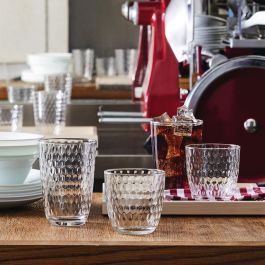 Bormioli Rocco Set 6 Vasos Bajos Vidrio Slot 29 cL Transparente con relieve, apto lavavajillas, fabricado en Italia