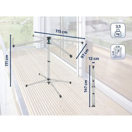 Leifheit 82500 Tendedero de Ropa LinoPop-Up Plegable Compacto 14m de Tendido Fácil Apertura con una Mano Ideal Balcones y Campamento 3.5 kg