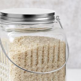 La Mediterranea Tarro de Vidrio con Tapa de Acero y Asa, 1450 ml (11 x 17 x 11 cm) (12 Unidades)