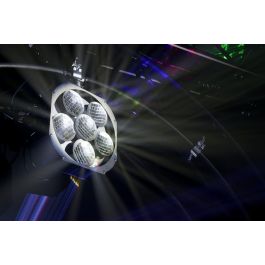 Algamlight Bola de Espejos Motorizada 6 Discos con Mosaico Espejos Modos Automático Música DMX 9 Canales