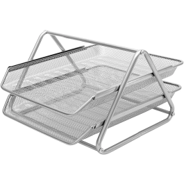 Q-connect Bandeja Sobremesa Metálica Rejilla GXA100 Plata 2 Bandejas Movibles 300x185x350 mm