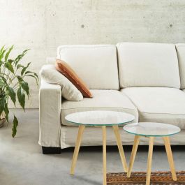 Home Deco Factory Juego de 2 Mesas Redondas de Cristal para Salón
