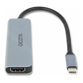 DICOTA D32060 Adaptador USB-C 5 en 1 con HDMI 4K, USB-A, USB-C y Carga Rápida PD 100W, Color Plateado