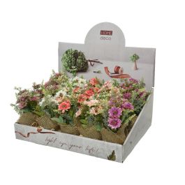 Everlands Planta artificial mini con arpillera Ø7x17cm, modelos y colores surtidos