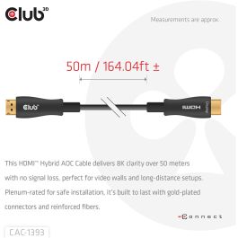 Club 3D CAC-1393 Cable HDMI a HDMI 2.1 Óptico Activo 8K60Hz UHD 50 Metros Negro