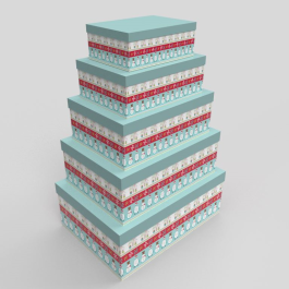 DKD Home Decor Caja de Navidad de Cartón Fantasía Multicolor para Regalos y Decoración | Set de 5 Unidades - 50x35x25 cm