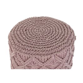 DKD Home Decor Reposapiés Boho Rosa Palo Marrón 43 x 43 x 51 cm